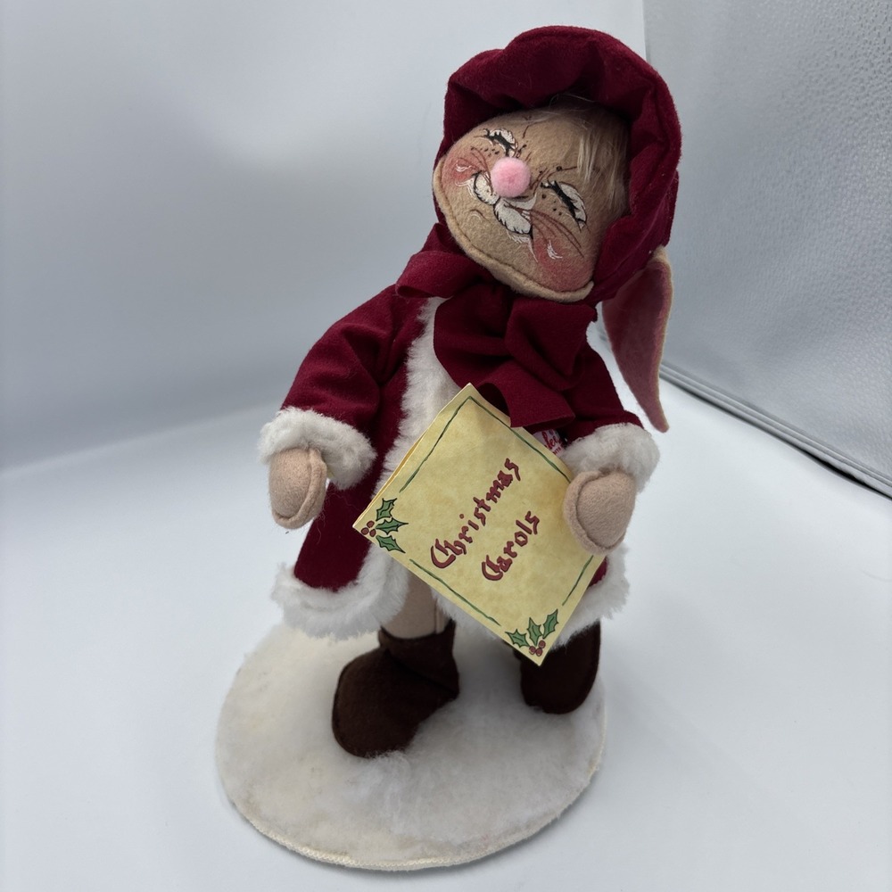 Vintage 1998 Annalee Bunny‎ Figurine Doll 10" Christmas Caroler Bunny Tunes
